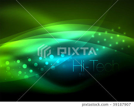 Neon wave background with light effects, curvy 39187907