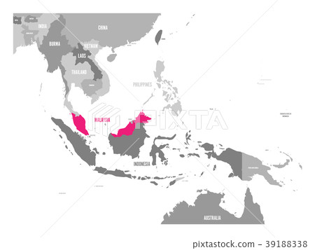 Vector map of Laos. Pink highlighted in Southeast 39188338