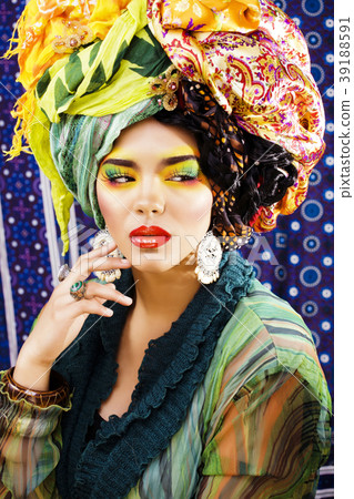 beauty bright woman with creative make up, many 39188591