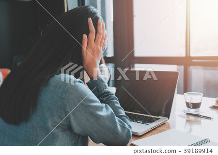 Business woman suffering stress working Business woman suffering stress working 39189914