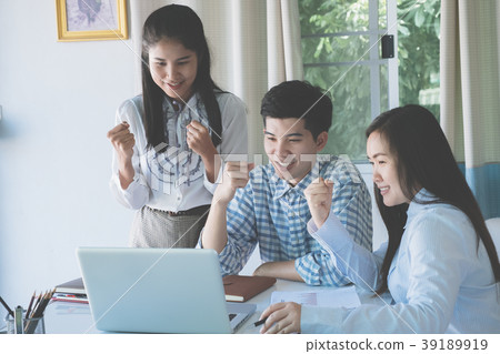 Happy successful business group Happy successful business group 39189919
