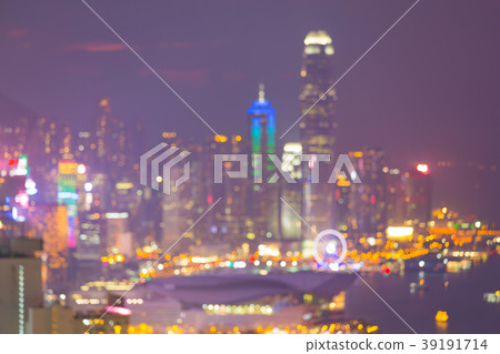 Nigh twilight Hong Kong business blurred 39191714