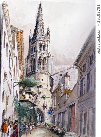 Bordeaux France handwritten sketch cityscape 39192781