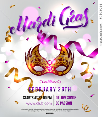 Mardi Gras carnival party invitation poster with Mardi Gras carnival party invitation poster with 39193944
