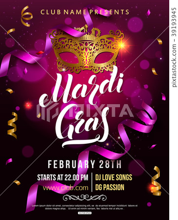Mardi Gras carnival party invitation poster with Mardi Gras carnival party invitation poster with 39193945