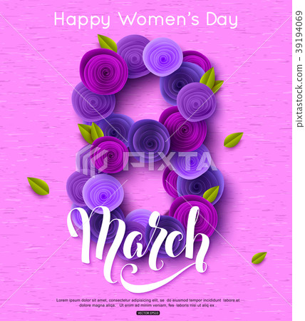 8 March greeting card ultra violet paper rose 39194069