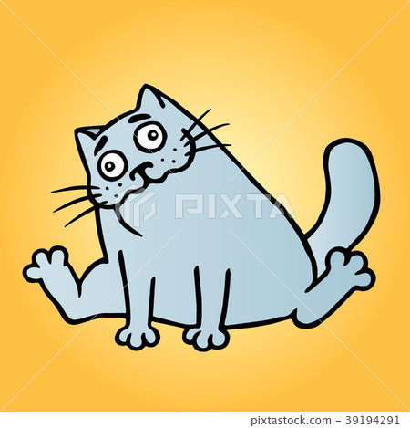 Drunk happy fat cat. Vector Drunk happy fat cat. Vector 39194291