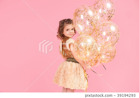 Adorable girl with balloons 39194293