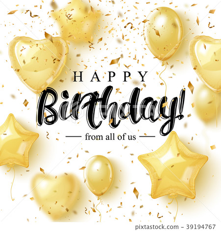 Happy Burtday Greeting Card Design with Golden - Stock Illustration ...