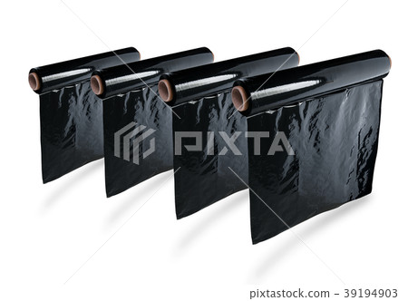 Black stretch film foil, isolated background Black stretch film foil, isolated background 39194903