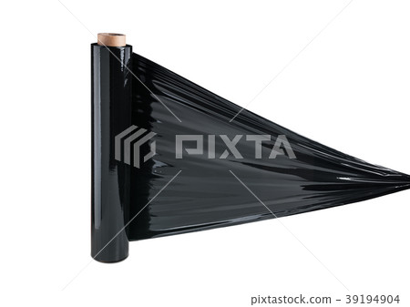 Black stretch film foil, isolated background Black stretch film foil, isolated background 39194904