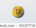 Golden bitcoin on white background. Concept mining 39197716
