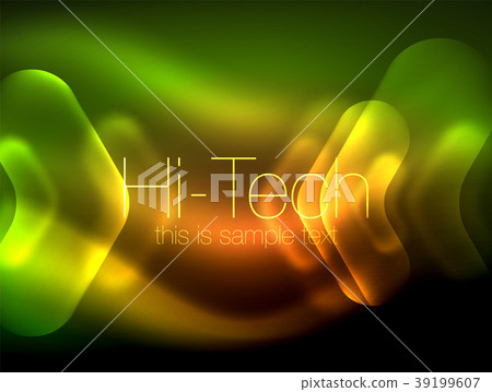 Blurred arrows in dark space. Neon pointers, glass Blurred arrows in dark space. Neon pointers, glass 39199607