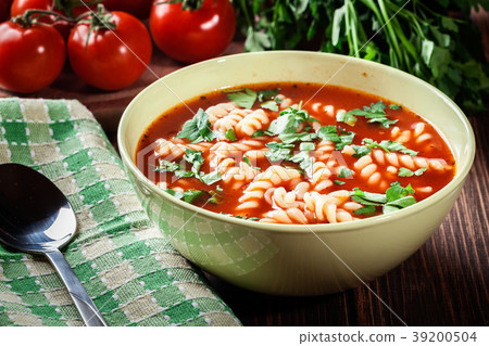 Tomato soup noodles in the bowl Tomato soup noodles in the bowl 39200504
