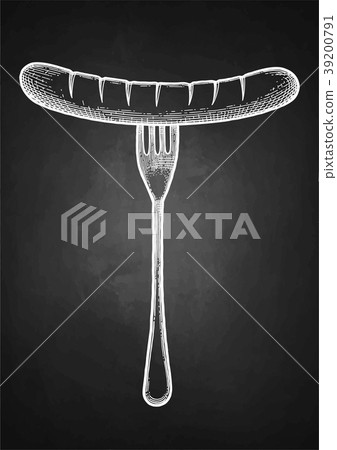 Graphic fork with sausage Graphic fork with sausage 39200791