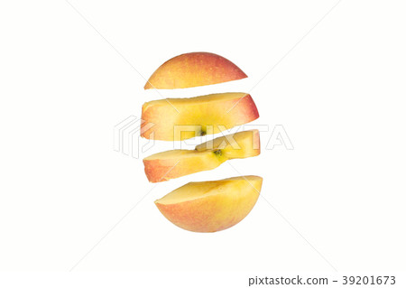 red apple slices  on white background 39201673
