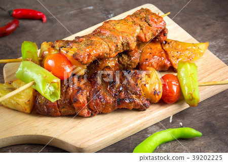 barbecued meat and vegetable barbecued meat and vegetable 39202225