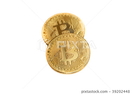 golden bitcoin coin on white background golden bitcoin coin on white background 39202448