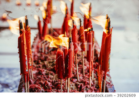 Burning red Chinese candle Wat Mangkon Kamalawat 39202609