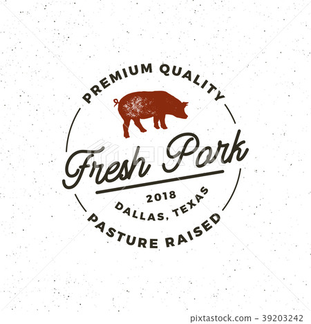 premium fresh pork label. retro styled meat shop 39203242