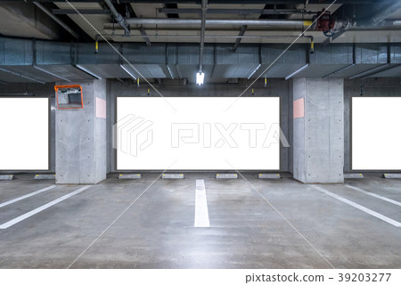 empty Parking garage underground with blank billbo empty Parking garage underground with blank billbo 39203277