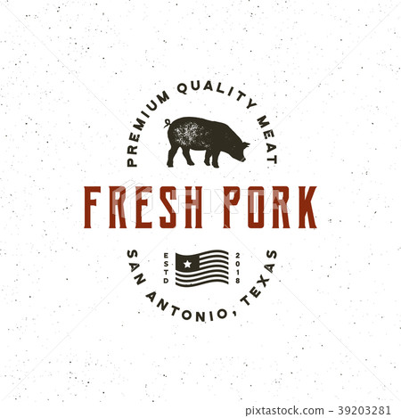 premium fresh pork label. retro styled meat shop 39203281