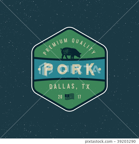 premium fresh pork label. retro styled meat shop 39203290