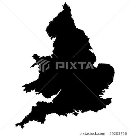 England map vector outline. Black silhouette 39203736