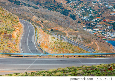 curvy road near Chora Sfakion on Crete, Greece 39203921