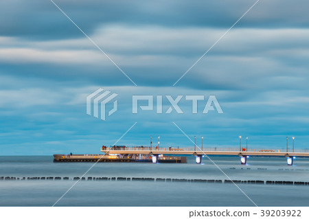 Concrete pier in Kolobrzeg, long exposure shot 39203922