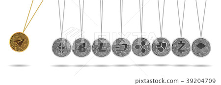 Newton cradle of gold and silver crypto currencies Newton cradle of gold and silver crypto currencies 39204709