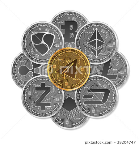 Set of gold and silver crypto currencies Set of gold and silver crypto currencies 39204747