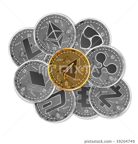 Set of gold and silver crypto currencies 39204749