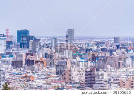 在北海道冬季從北海道旭山紀念公園到大通的景觀 在北海道冬季從北海道旭山紀念公園到大通的景觀 39205630