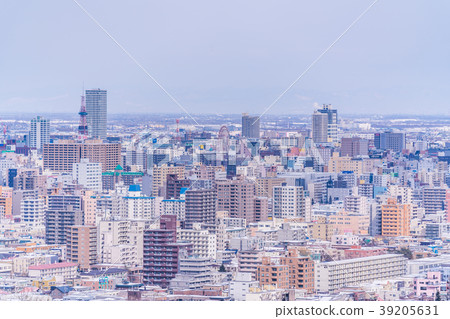 在北海道的冬天從札幌旭山紀念公園的薄野方向景觀 39205631