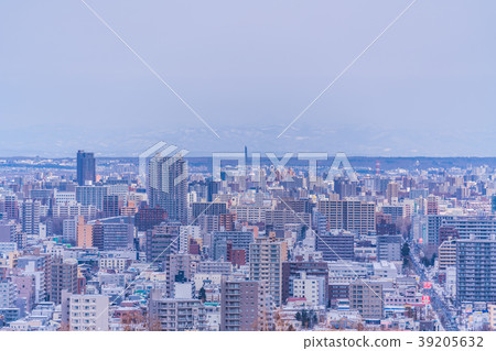 Landscape from Hokkaido Asahiyama Memorial Park to Ebetsu in winter in Hokkaido Landscape from Hokkaido Asahiyama Memorial Park to Ebetsu in winter in Hokkaido 39205632