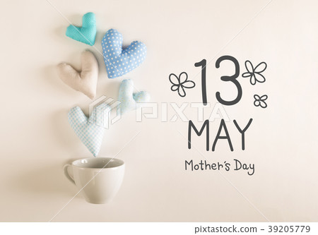 Mother's Day message with blue heart cushions 39205779