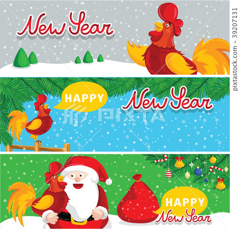 Merry Christmas horizontal flyers with Santa Claus Merry Christmas horizontal flyers with Santa Claus 39207131