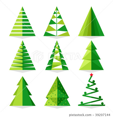 Green Christmas tree set in triangle style Green Christmas tree set in triangle style 39207144