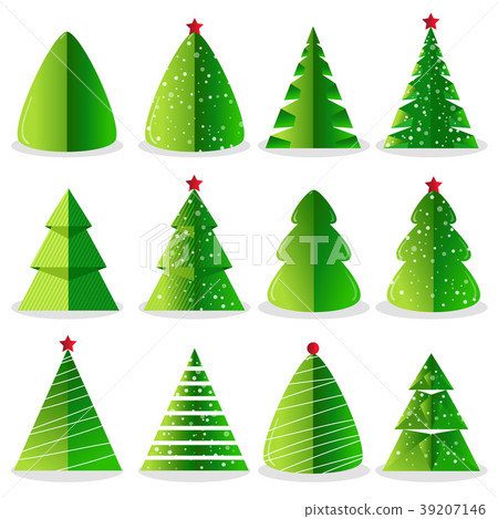 Green Christmas tree set in flat design Green Christmas tree set in flat design 39207146