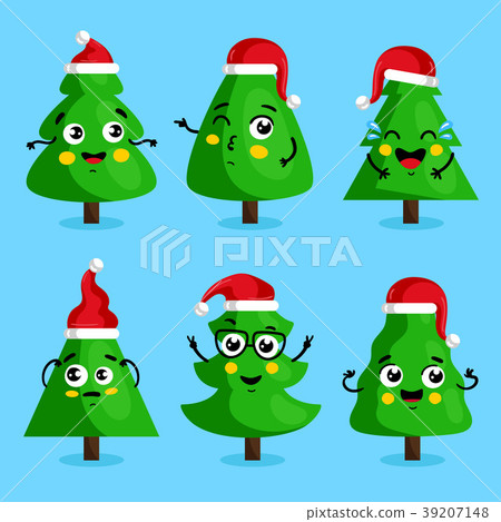 Green Christmas tree cartoon characters Green Christmas tree cartoon characters 39207148