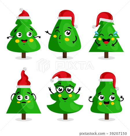 Green Christmas tree cartoon characters Green Christmas tree cartoon characters 39207150