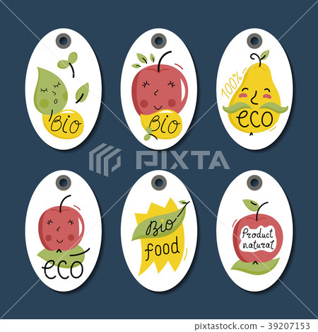 Organic, eco and bio food labels set. 39207153