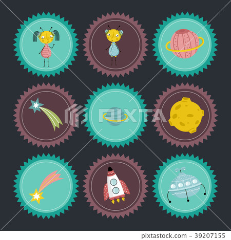 Space Cartoon Colorful Icons Collection 39207155