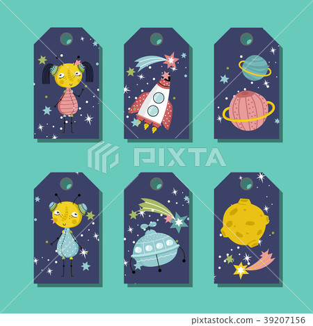 Price Tag with Space Cartoons s Set Price Tag with Space Cartoons s Set 39207156