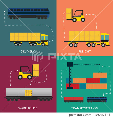 Warehouse and freight transportation banner set Warehouse and freight transportation banner set 39207181