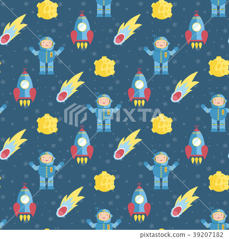 Space Travels Seamless Pattern Colorful Cartoon 39207182
