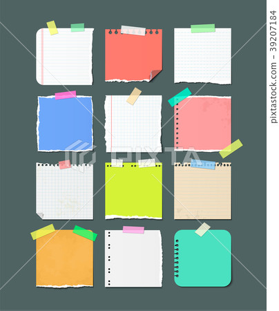 Torn off Paper Sheets Banners for Notes. 39207184