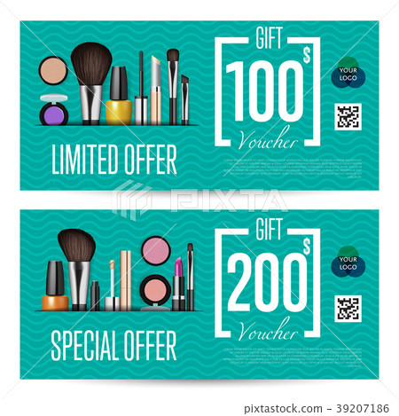 Cosmetics Gift Vouchers with Prepaid Sum Template 39207186