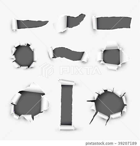 Realistic Holes in White Paper Background Realistic Holes in White Paper Background 39207189